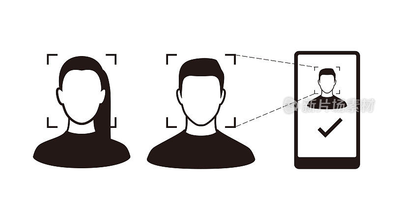 Facial Recognition System concept icons, simple vector illustration